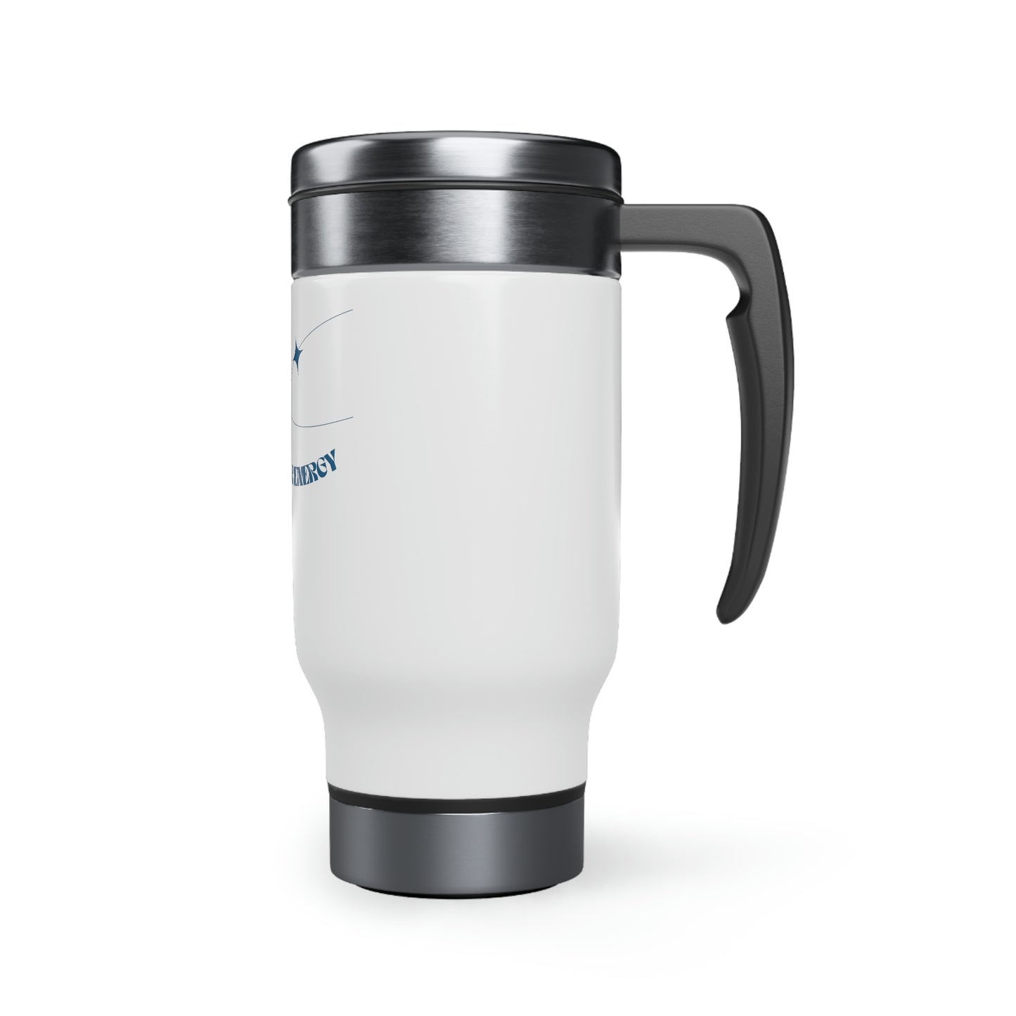 Blue Protect Your Energy Travel Mug with Handle, 14oz