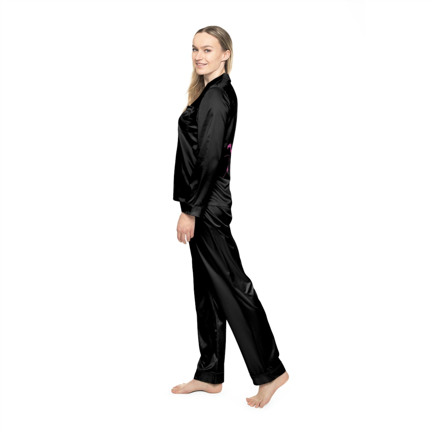 Black & Pink Protect Your Energy Women's Satin Pajamas