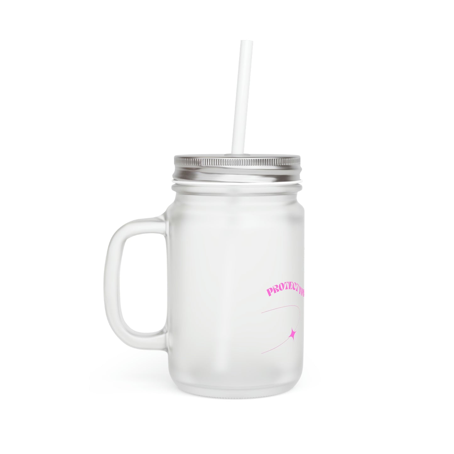 Pink Protect Your Energy Mason Jar