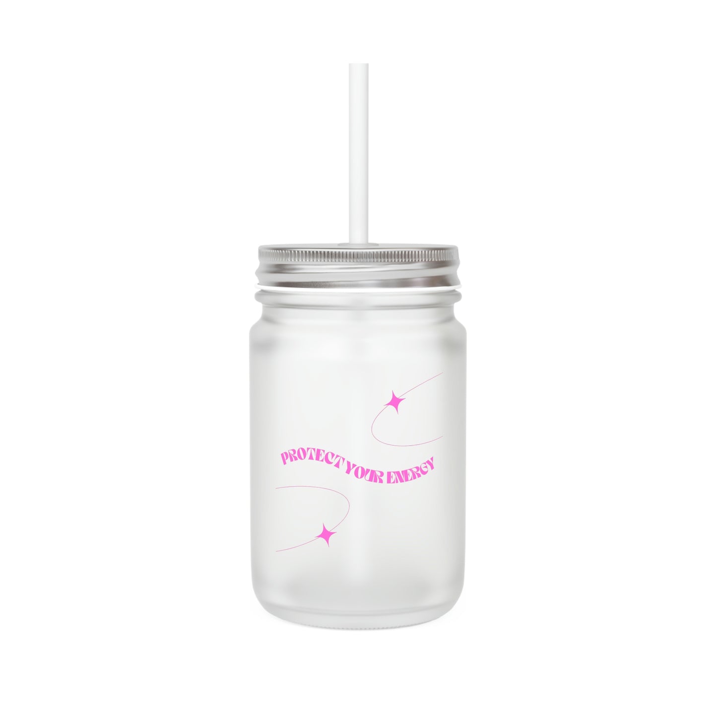 Pink Protect Your Energy Mason Jar