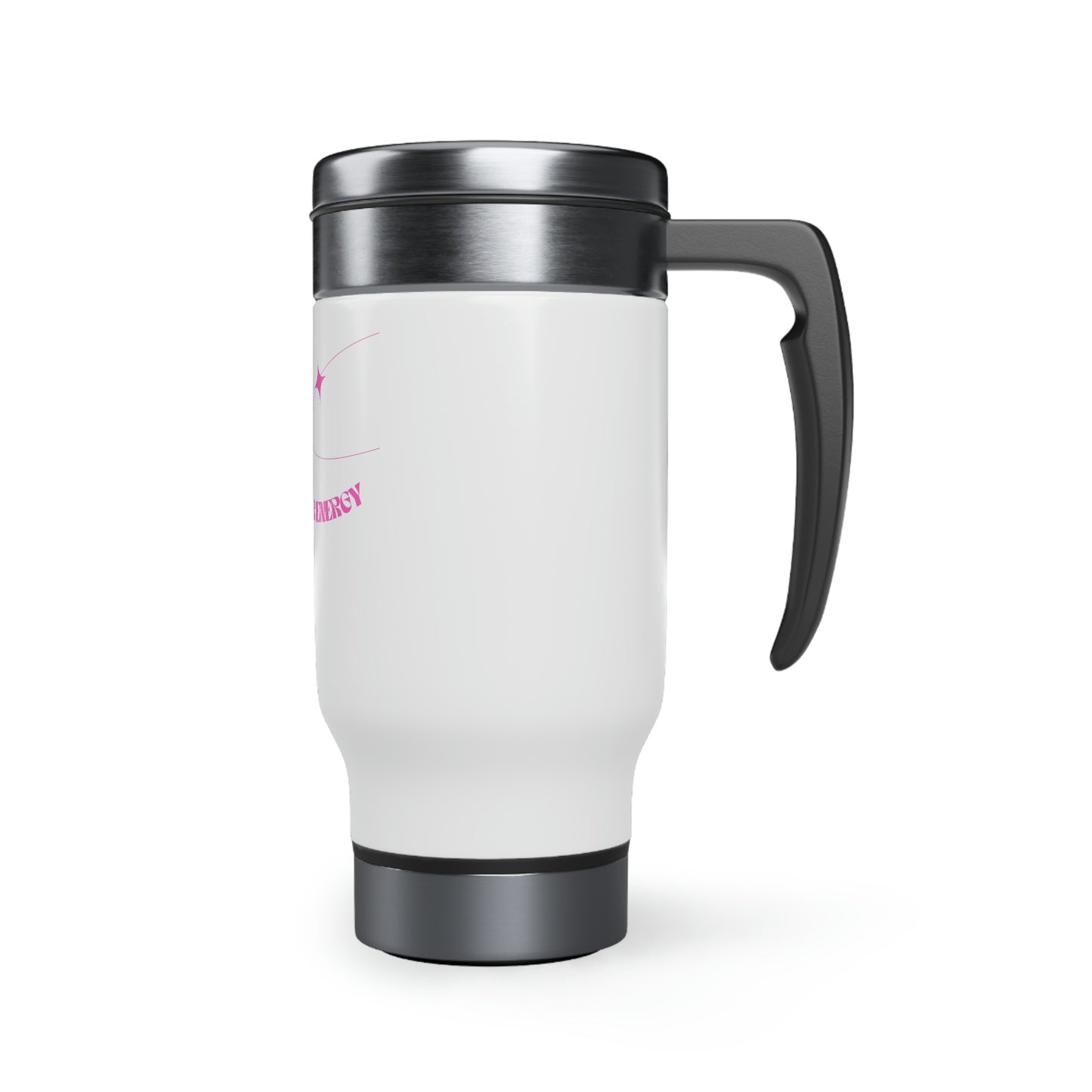 Pink. Protect Your Energy Travel Mug with Handle, 14oz