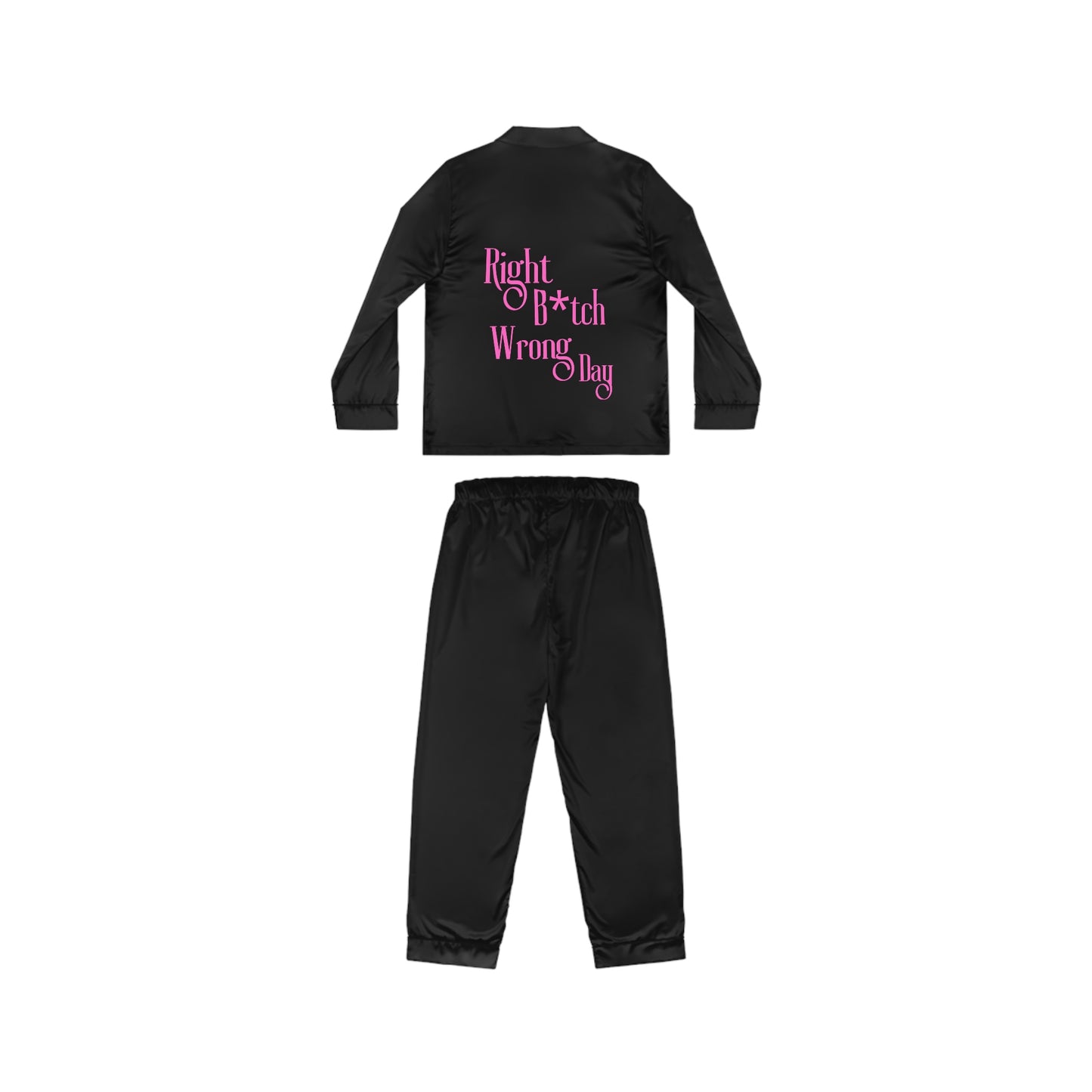 Black Right Day Satin Pajamas